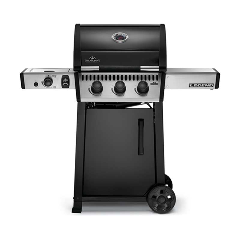 Propane Gas Grill with Infrared Side Burner & Front Door, Black