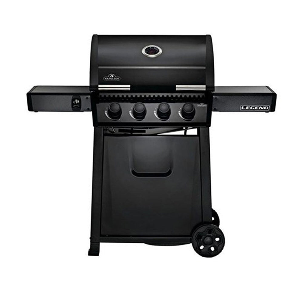 Propane Gas Grill with Infrared Side Burner & Front Door, Black