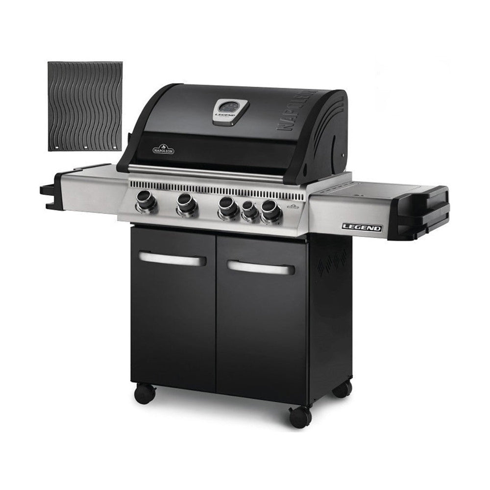 Propane Gas Grill with Infrared Side and Rear Burners, Black